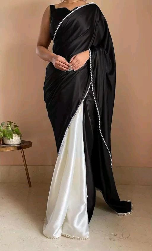 JANAK HEAVY JAPAN SATIN TWO TONE SAREE WITH FANCY LACE BORDER