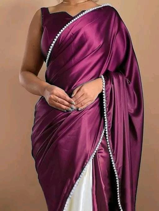 JANAK HEAVY JAPAN SATIN TWO TONE SAREE WITH FANCY LACE BORDER